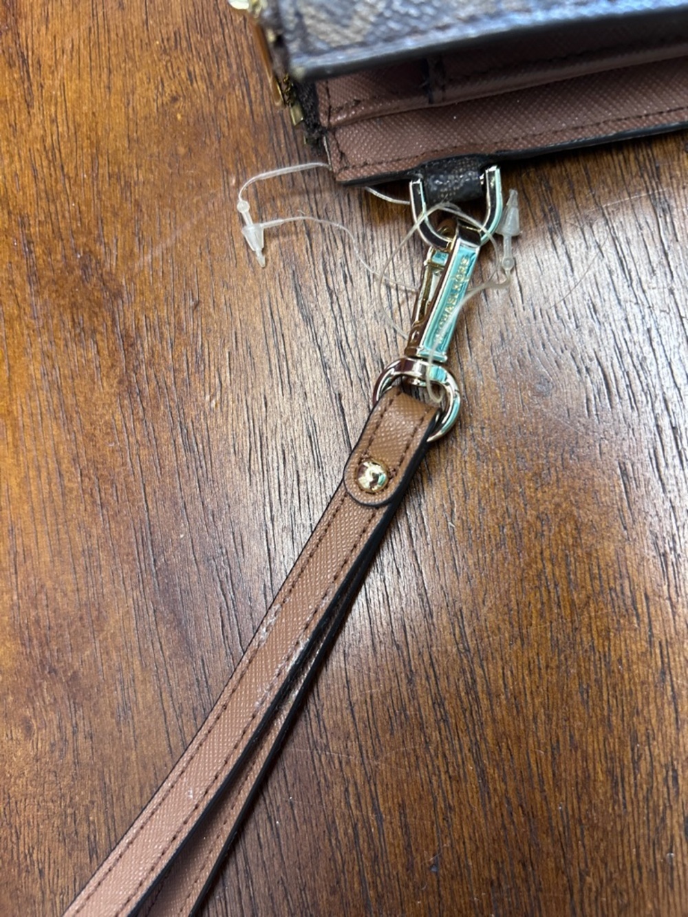 Michael Kors Wristlet Wallet Brown Logo | Zip Around | Card Holder |Wrist Strap - Picture 2 of 10